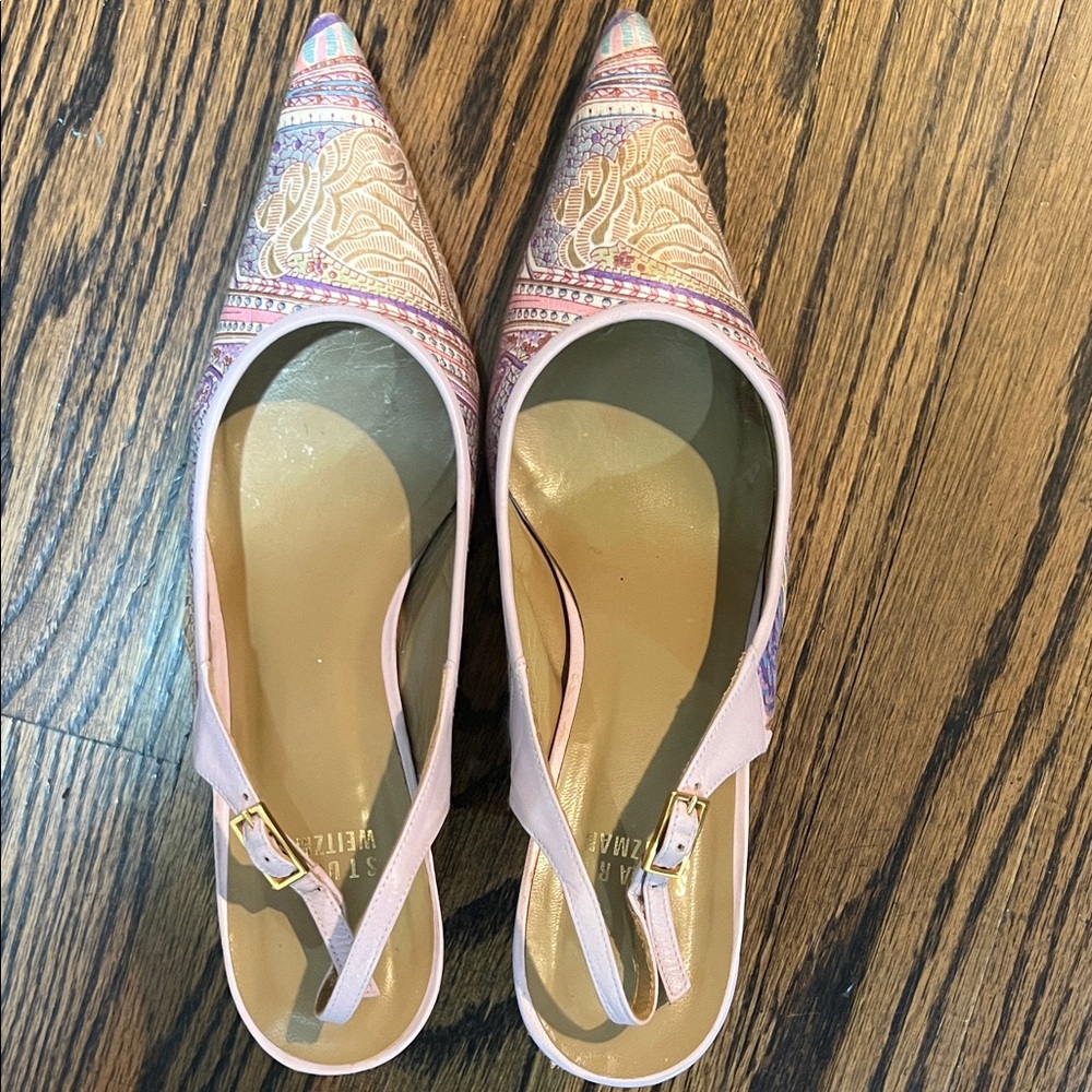 Stuart Weitzman Multicolor Embroidered Slingback … - image 1